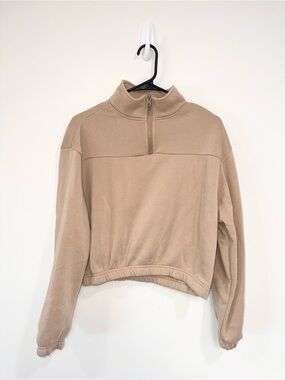 Beige Quarter-Zip Pullover Jacket